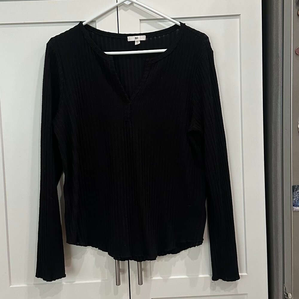 BP. Women's XL Sweater, Black, Open Collar Front